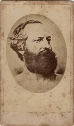 Portrait de Felice Orsini (1819-1858), révolutionnaire et patriote italien qui a participé au Risorgimento. Impression du 19ème siècle sur carton Dim. 6x10 cm